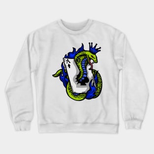 Snake Cobra Fire Green Blue Crewneck Sweatshirt